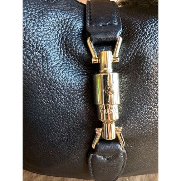 Gucci Jackie black butter cream leather shoulder bag gold hardware bamboo tassel - Picture 14 of 16